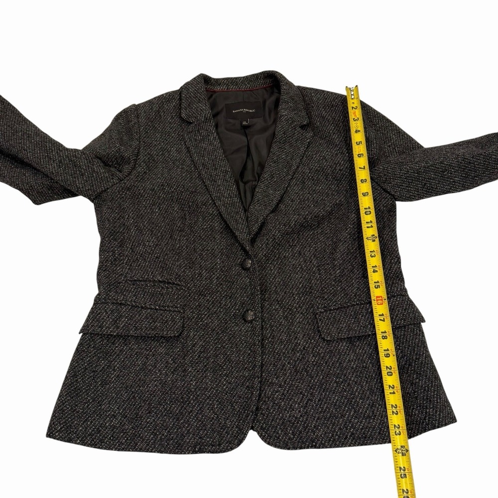 Banana Republic Factory Blazer Gray Tweed Twill Womens 14 Preppy Classic Academy - Picture 8 of 12